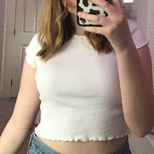 Brandy Melville White Ruffle Top